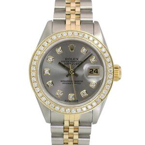 ROLEX DATEJUST GRAY DIAMOND DIAL 0.85 CTW DIAMOND 18KY&STEEL JUBILEE WATCH 69173